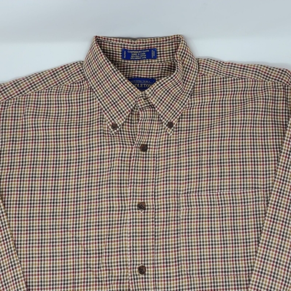 Pendleton Canterbury Cloth Wool Pima Cotton Plaid Flannel Shirt Button Up Red Lg - Picture 4 of 8